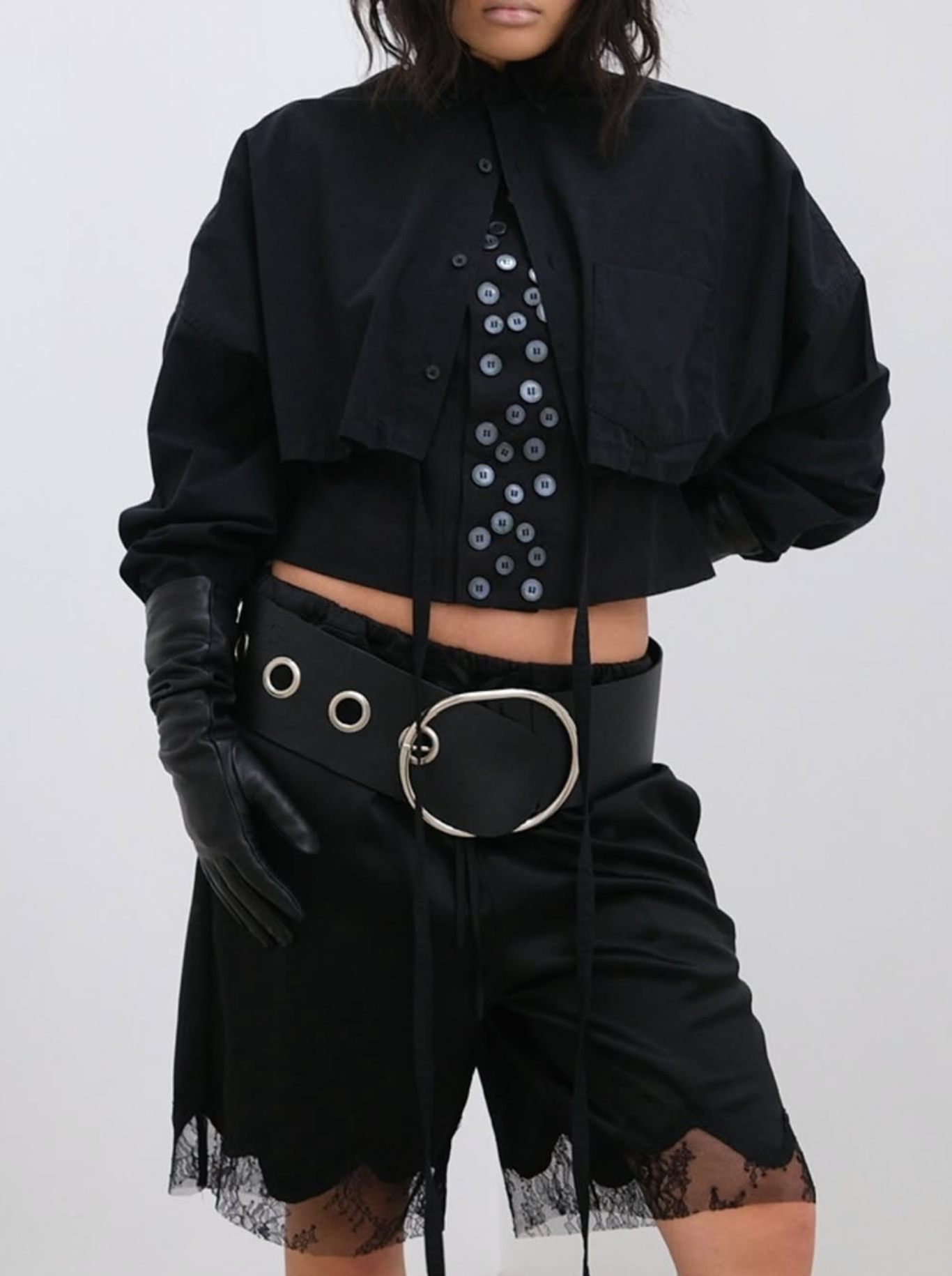 Multi-Button Sailor Top in Black