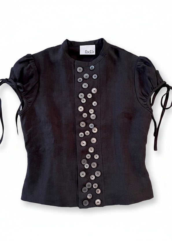 Multi-Button Sailor Top in Black