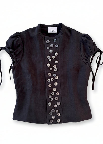 Multi-Button Sailor Top in Black