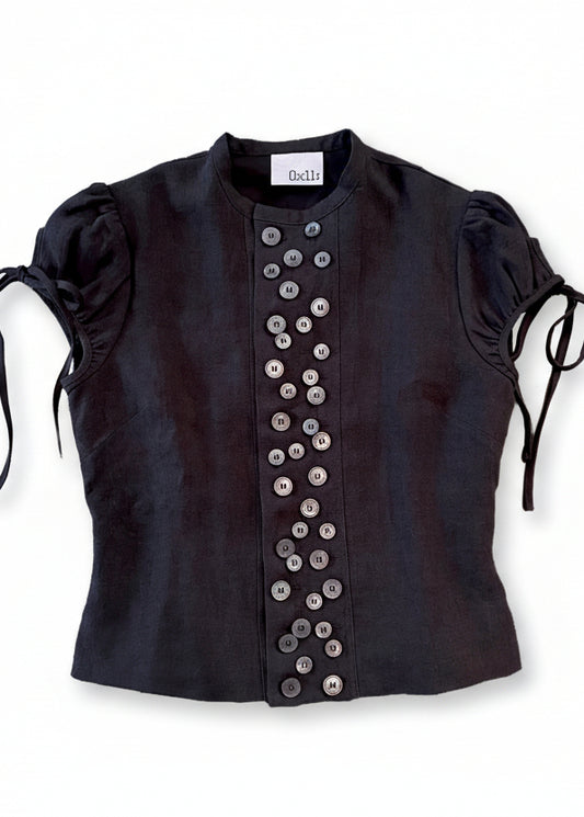 Multi-Button Sailor Top in Black