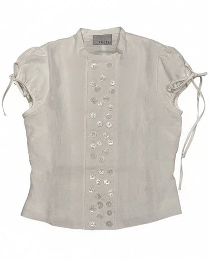 Multi-Button Sailor Top in White