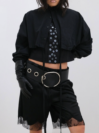 Multi-Button Sailor Top in Black