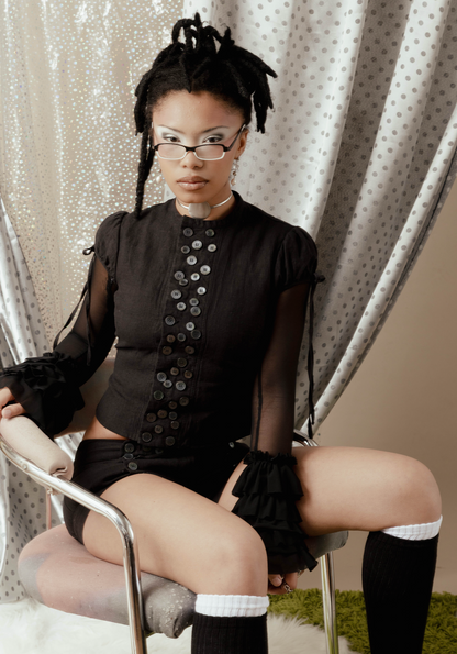 Multi-Button Sailor Top in Black